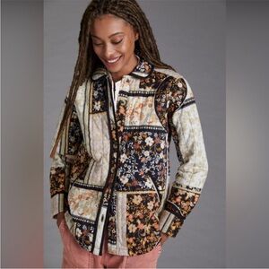 ANTHROPOLOGIE‎ Floral Patchwork Quilted Shirt Jacket size XS